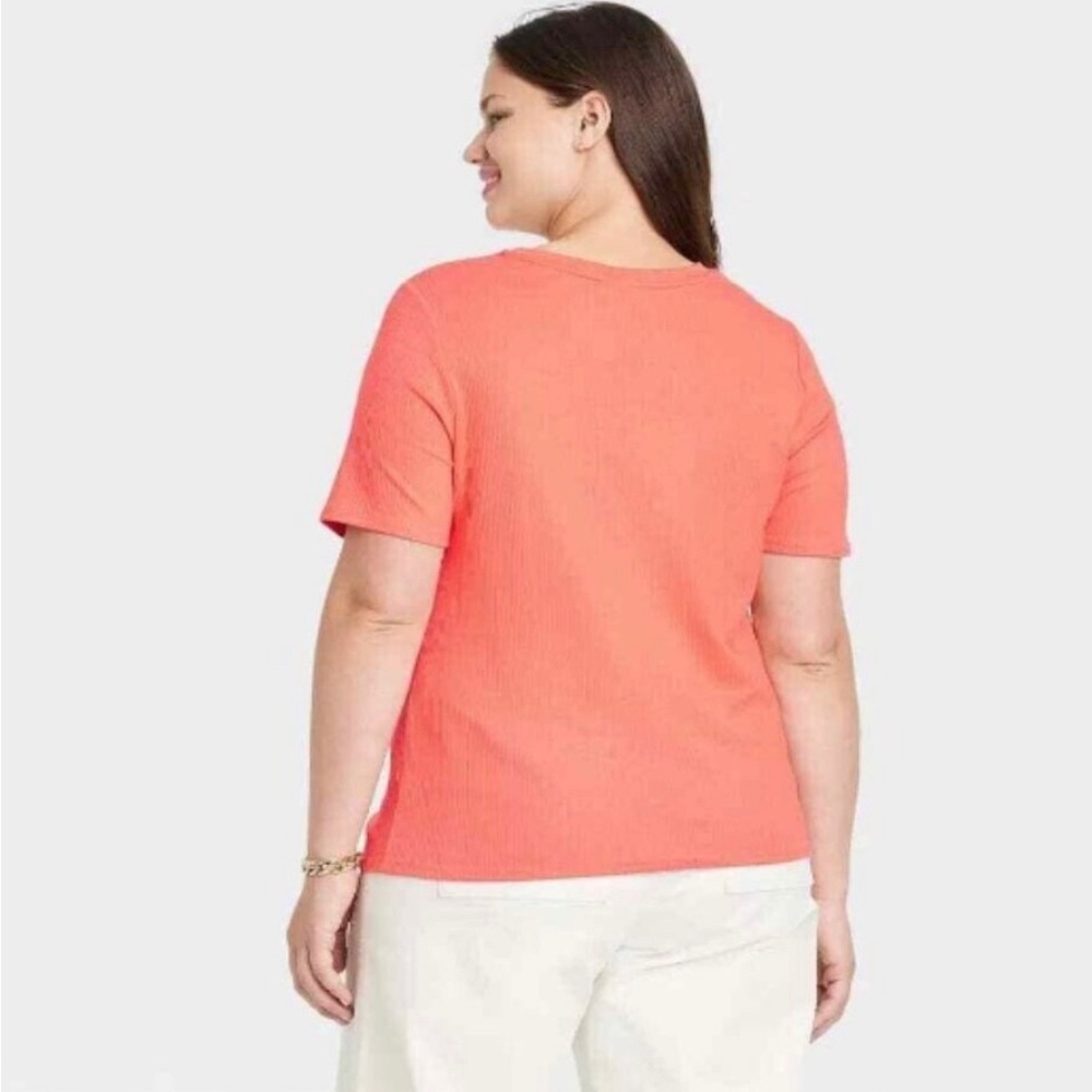 Ava & Viv coral blouse with front cutout - Picture 2 of 7